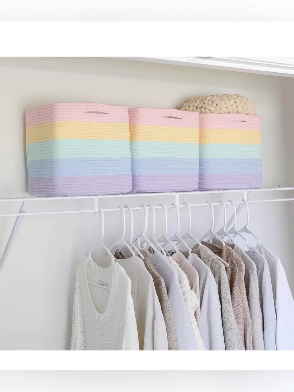 NWT..Pastel Stripe Cotton Rope Storage Bins - 3-Pack